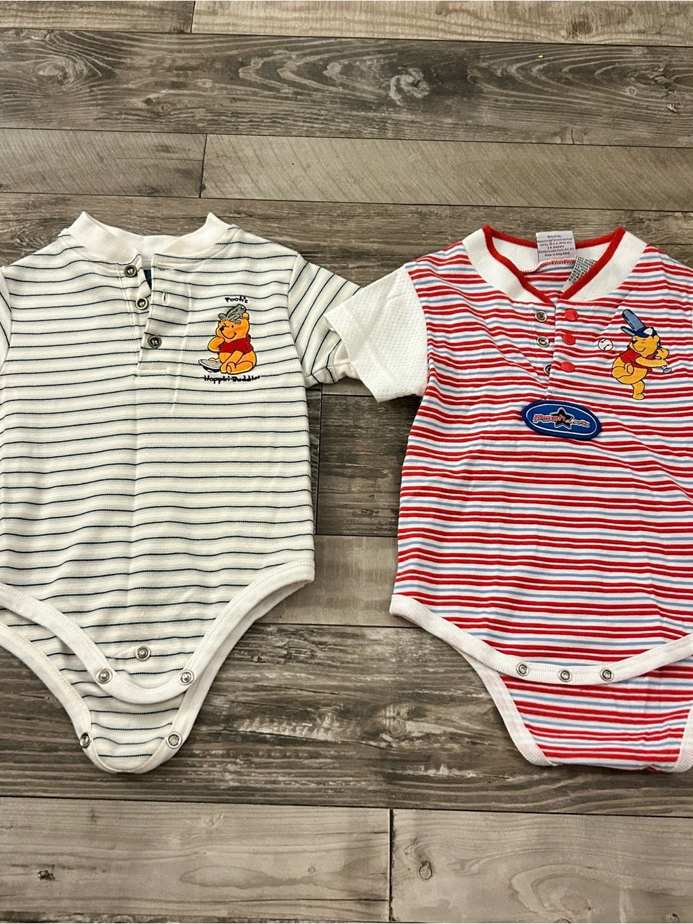 Winnie the Pooh Striped Y2K Bodysuits